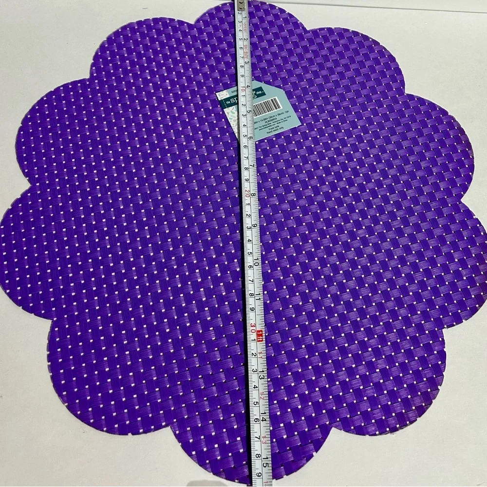 Purple Flower Scallop 14”Placemats Plastic Weave Spring Shop Set 4 NEW Summer